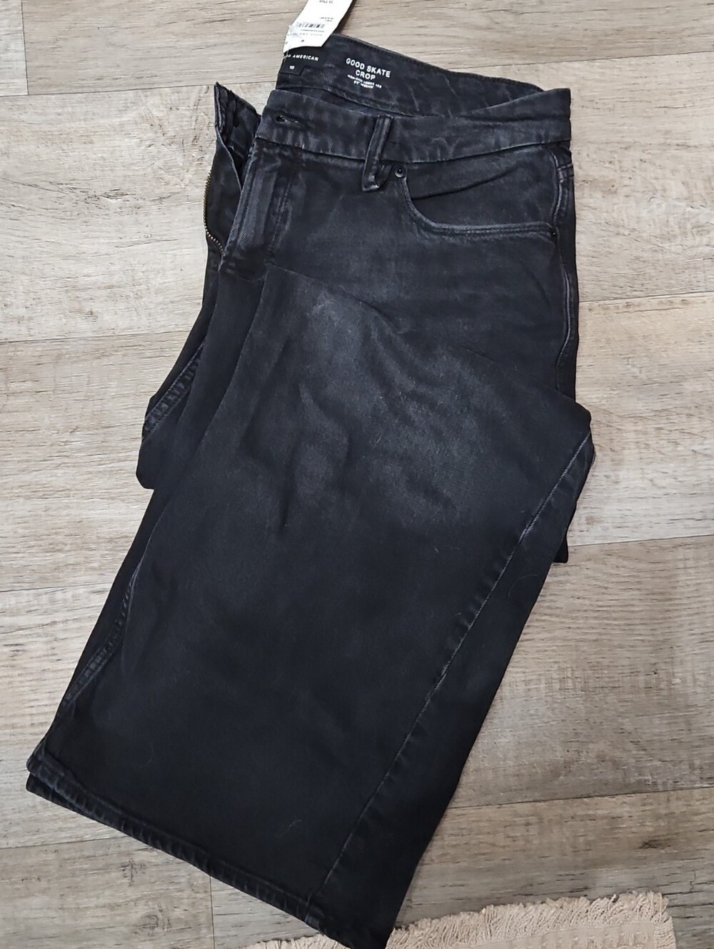 Good American Good Skate Crop Women's Black Jeans Size 15